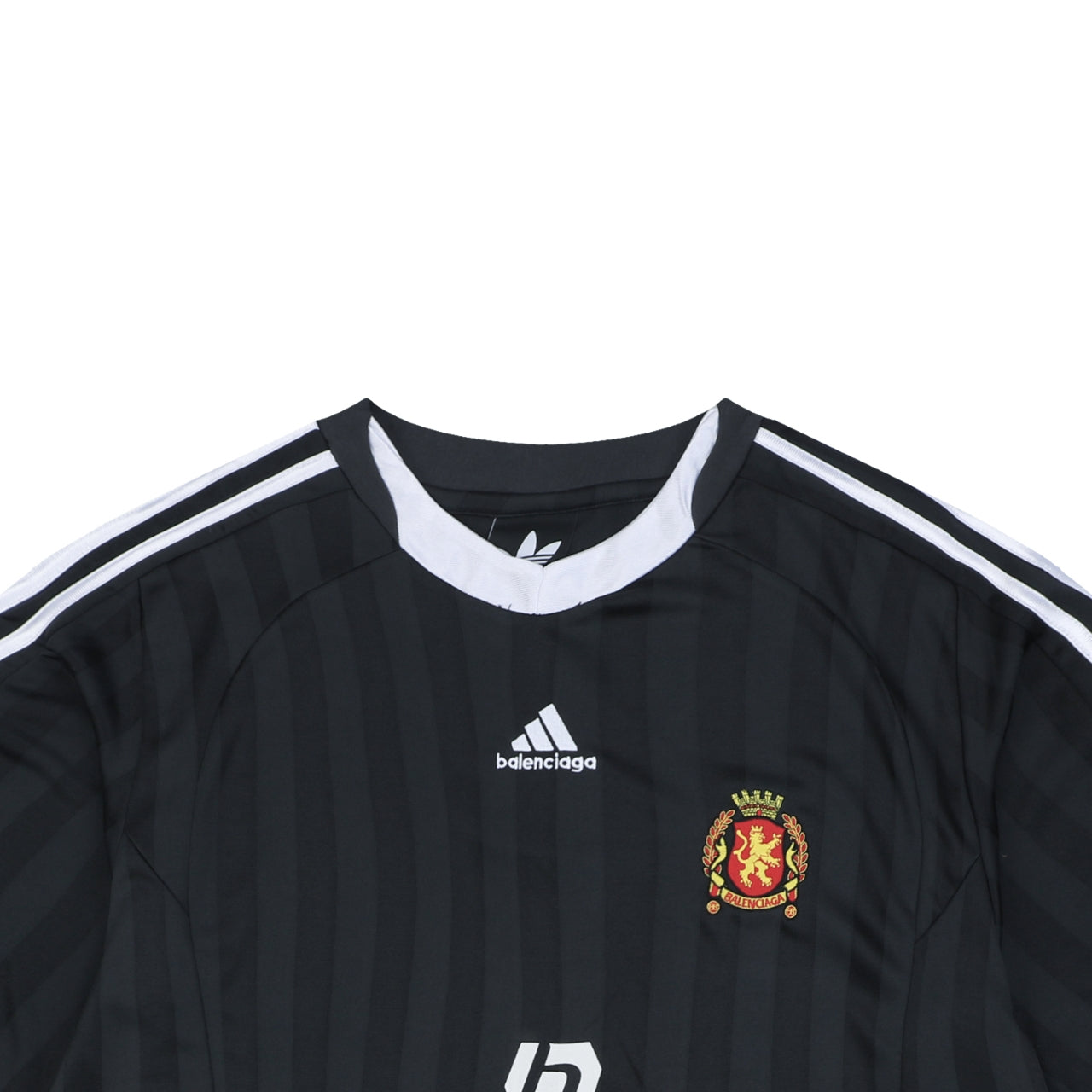 Balenciaga × Adidas Manchester United Crest Contrast Collar Soccer Jersey – Black