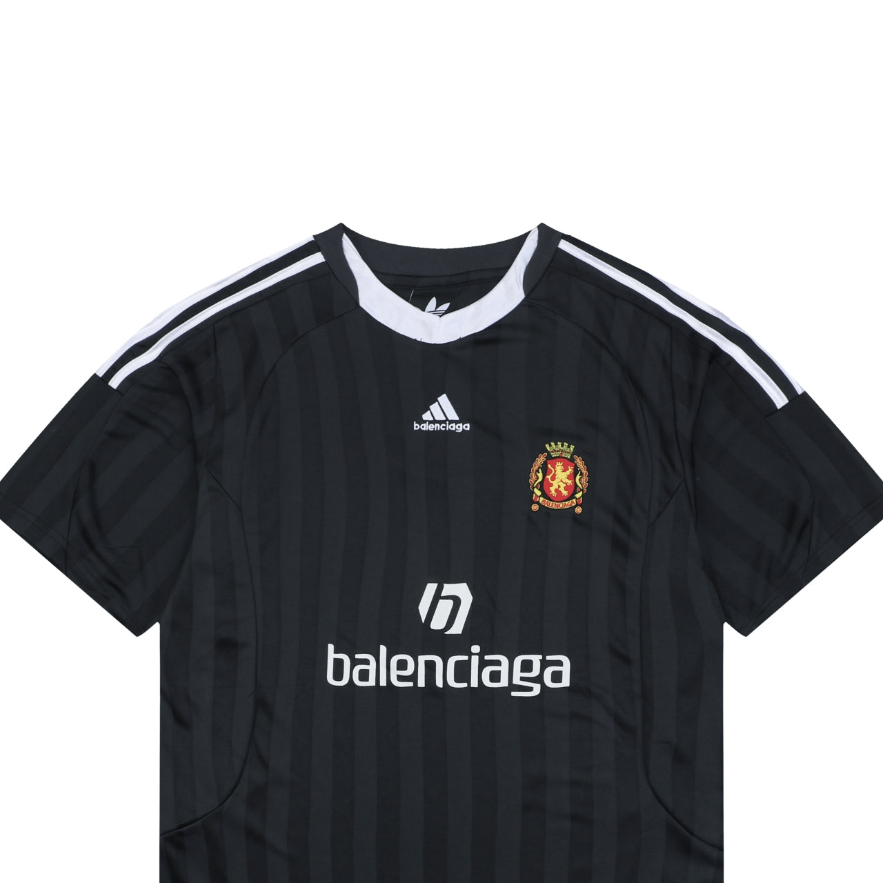 Balenciaga × Adidas Manchester United Crest Contrast Collar Soccer Jersey – Black
