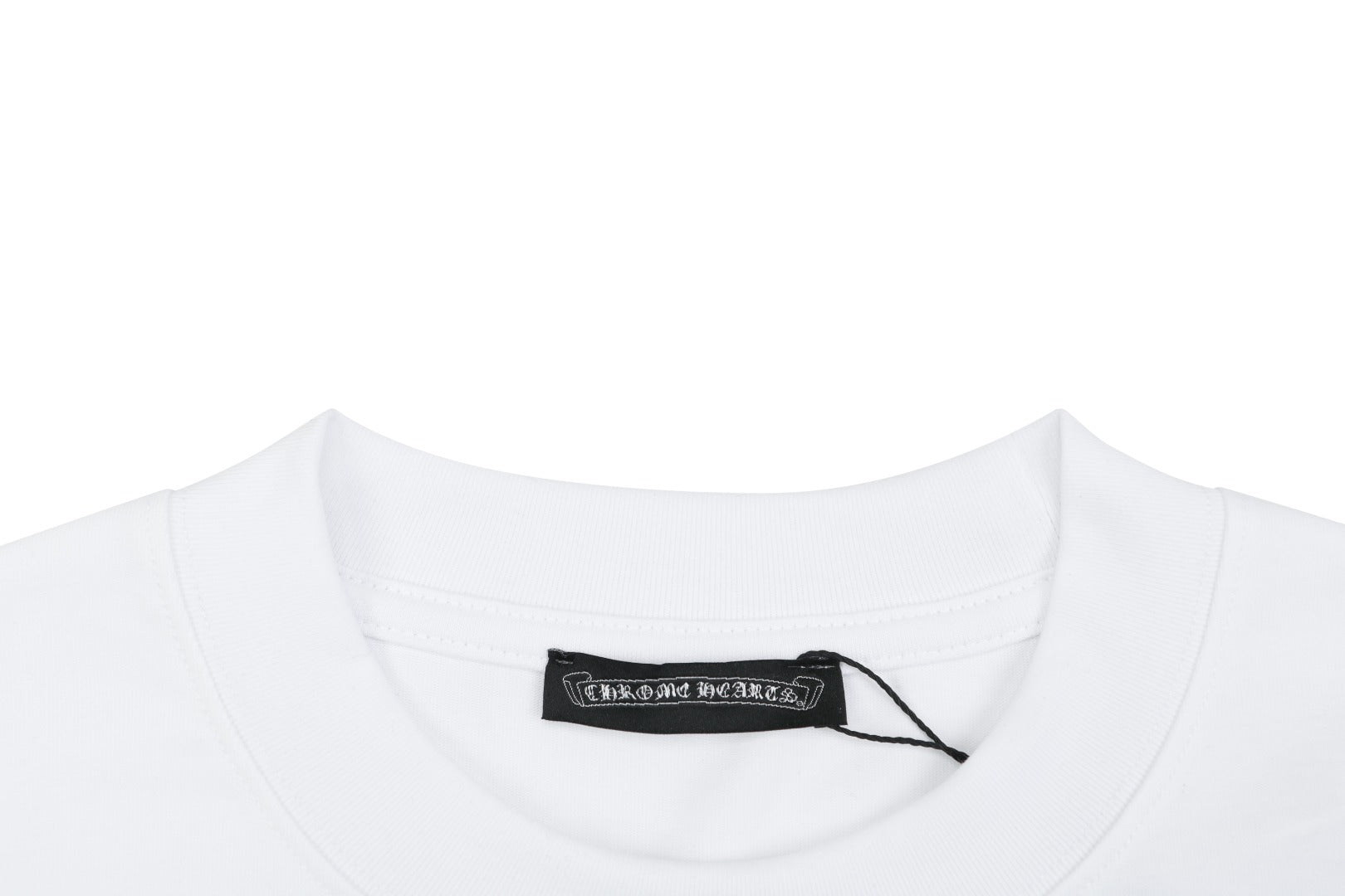 Chrome Hearts Pink Cherry Sanskrit Cross Embroidered Short Sleeve T-Shirt — White