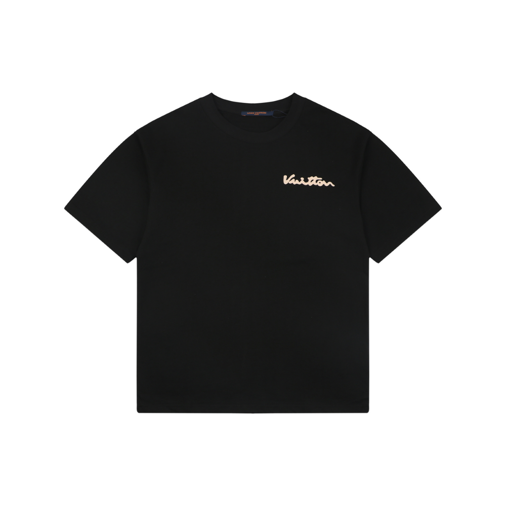 Louis Vuitton Vuitton Script Solar Burst Back Print Short Sleeve Tee – Black