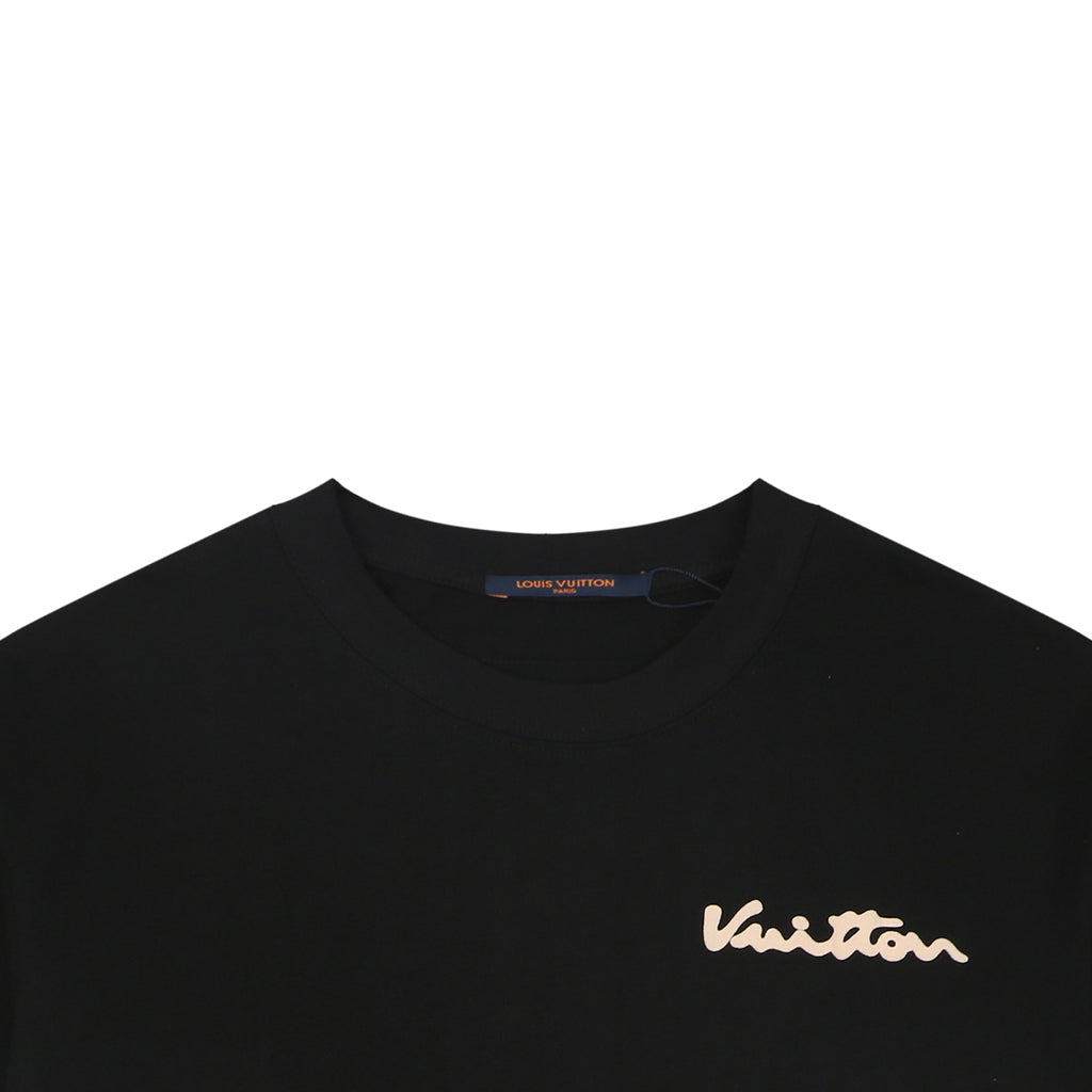 Louis Vuitton Vuitton Script Solar Burst Back Print Short Sleeve Tee – Black