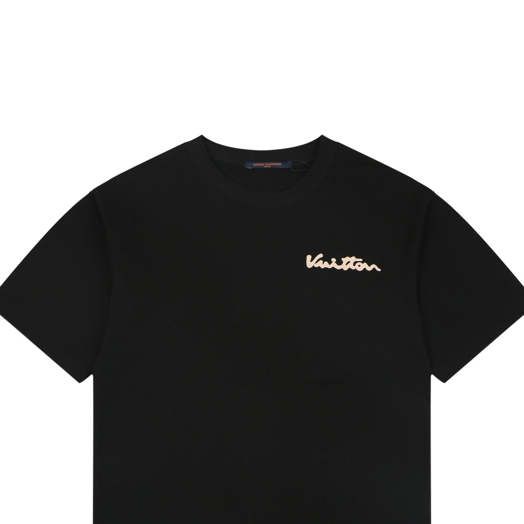 Louis Vuitton Vuitton Script Solar Burst Back Print Short Sleeve Tee – Black