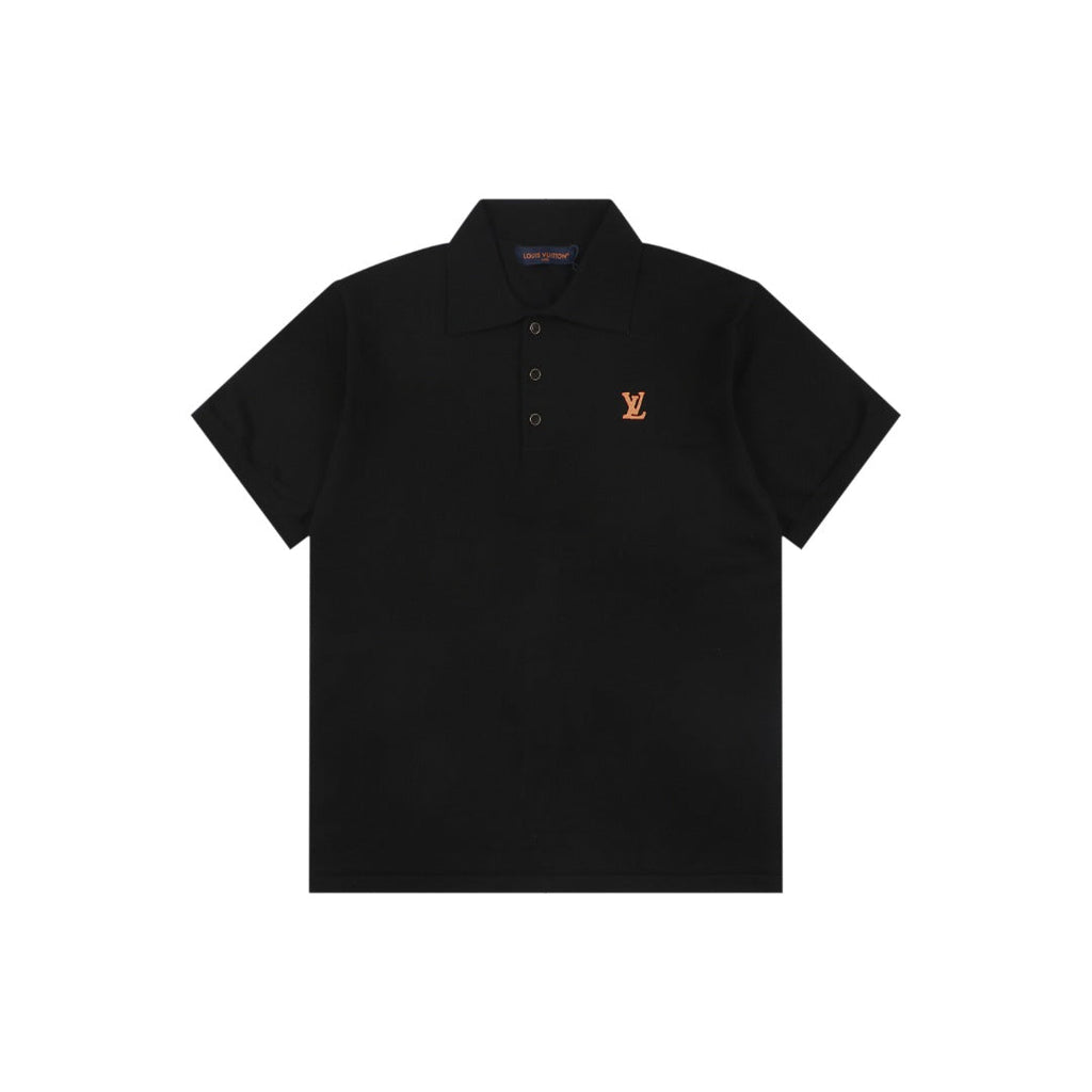 Louis Vuitton LV Monogram Jacquard Leather-Patch Polo Short Sleeve — Black