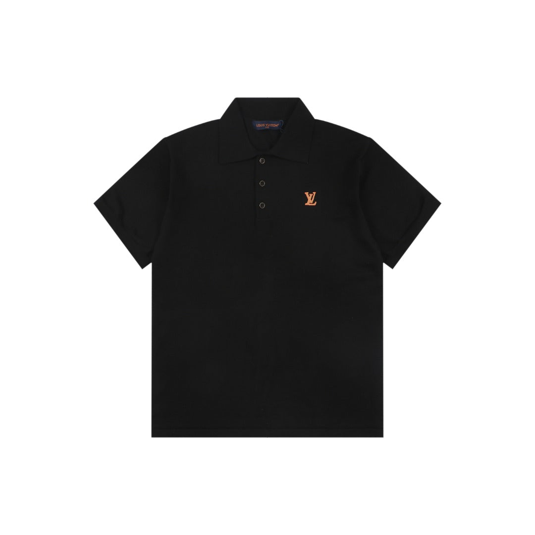 Louis Vuitton LV Monogram Jacquard Leather-Patch Polo Short Sleeve — Black