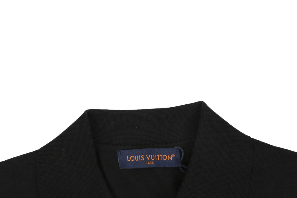 Louis Vuitton LV Monogram Jacquard Leather-Patch Polo Short Sleeve — Black