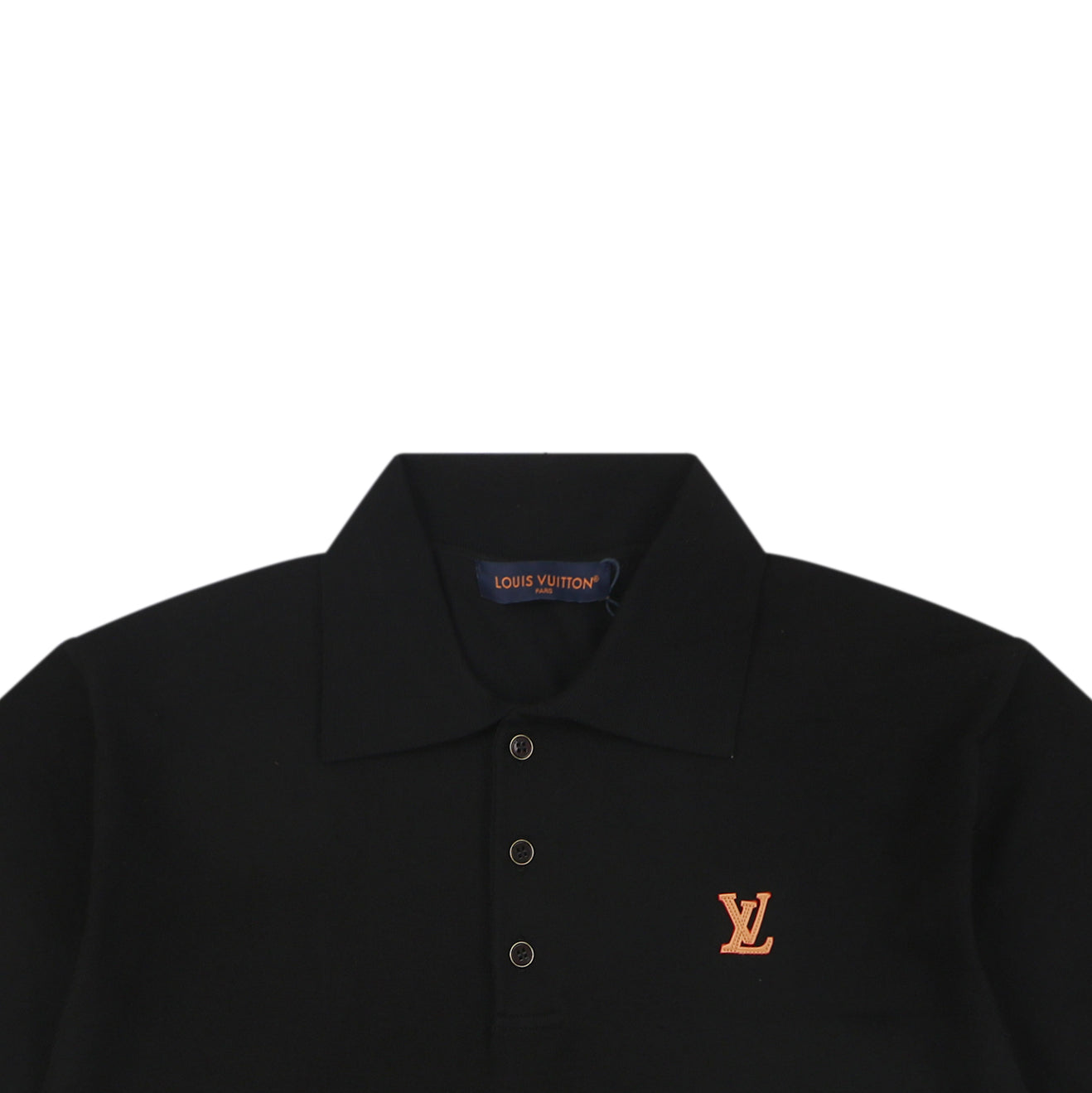 Louis Vuitton LV Monogram Jacquard Leather-Patch Polo Short Sleeve — Black