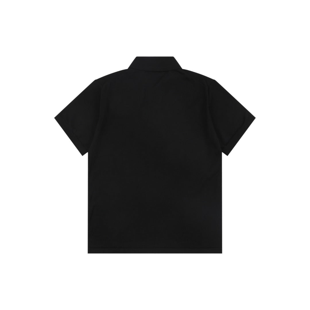 Louis Vuitton LV Monogram Jacquard Leather-Patch Polo Short Sleeve — Black