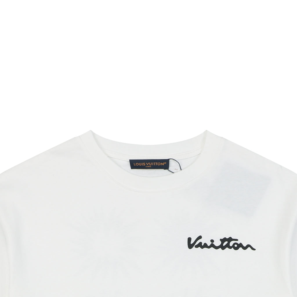 Louis Vuitton Vuitton Script Solar Burst Back Print Short Sleeve Tee – White