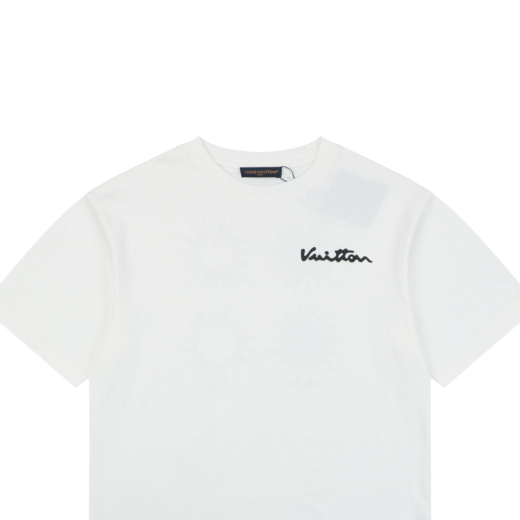 Louis Vuitton Vuitton Script Solar Burst Back Print Short Sleeve Tee – White