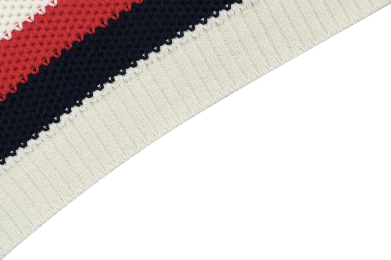Gucci Retro Web Stripe Double G Jacquard Knit Short Sleeve Polo – Cream