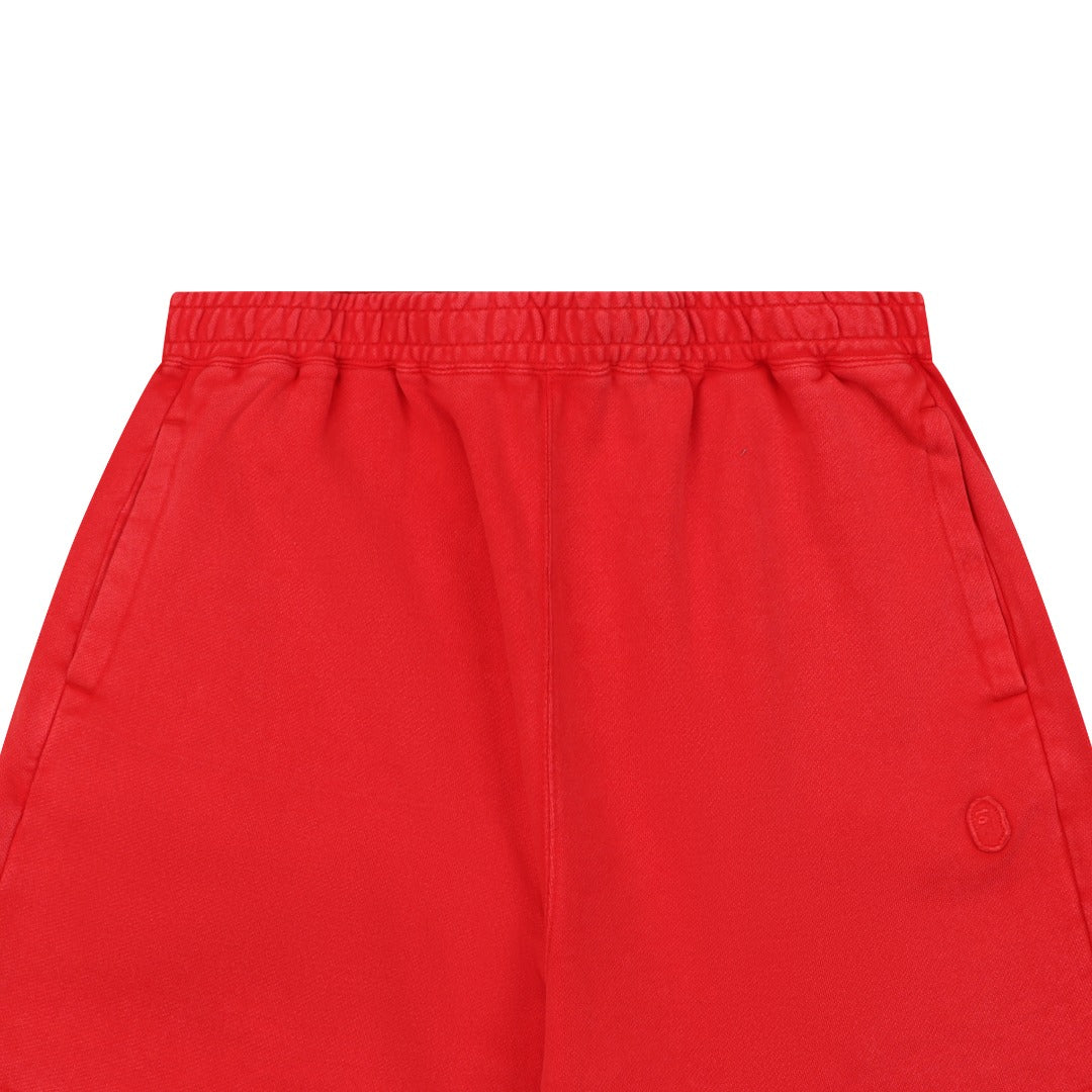 A Bathing Ape Ape Head Mini Logo Embroidered Shorts – Red