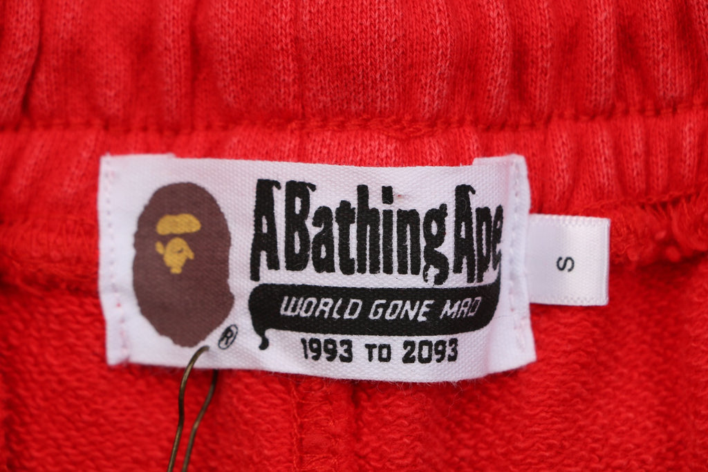 A Bathing Ape Ape Head Mini Logo Embroidered Shorts – Red