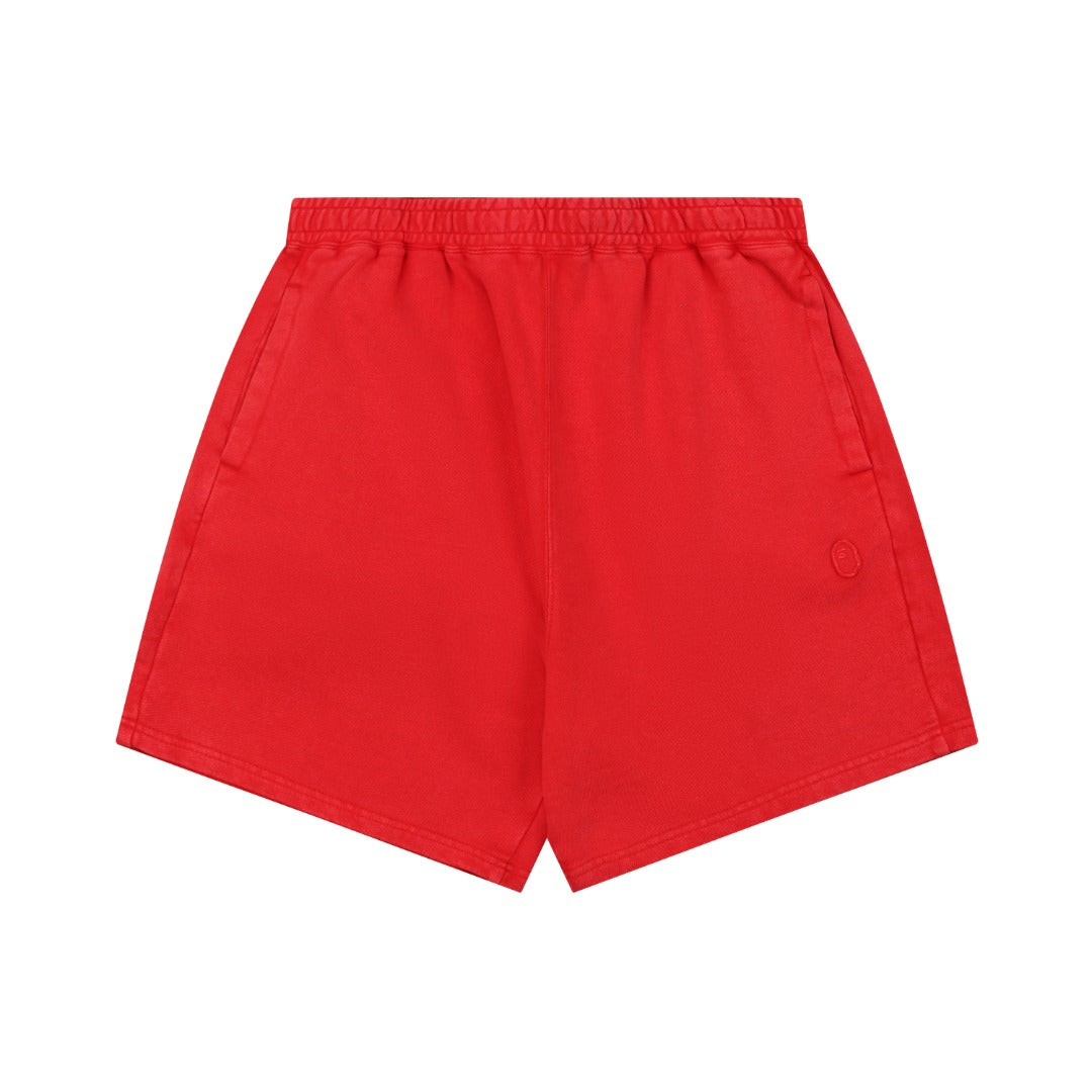 A Bathing Ape Ape Head Mini Logo Embroidered Shorts – Red
