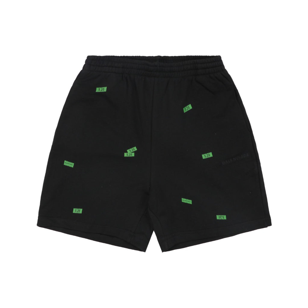 Balenciaga 520 Label Sticker Print Shorts – Black