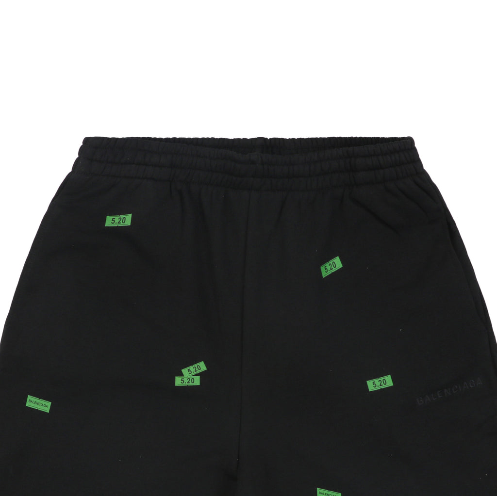 Balenciaga 520 Label Sticker Print Shorts – Black