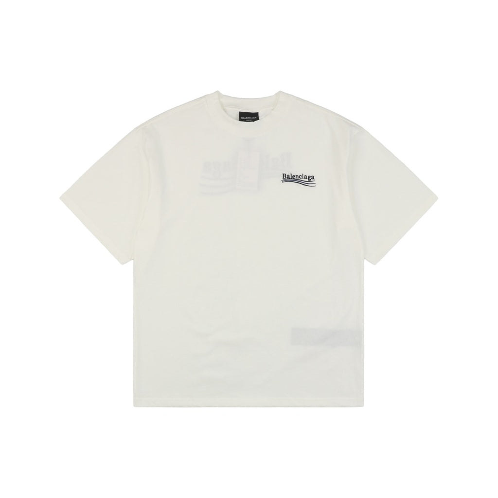 Balenciaga 23SS Cola Script Embroidered Short Sleeve Tee – White