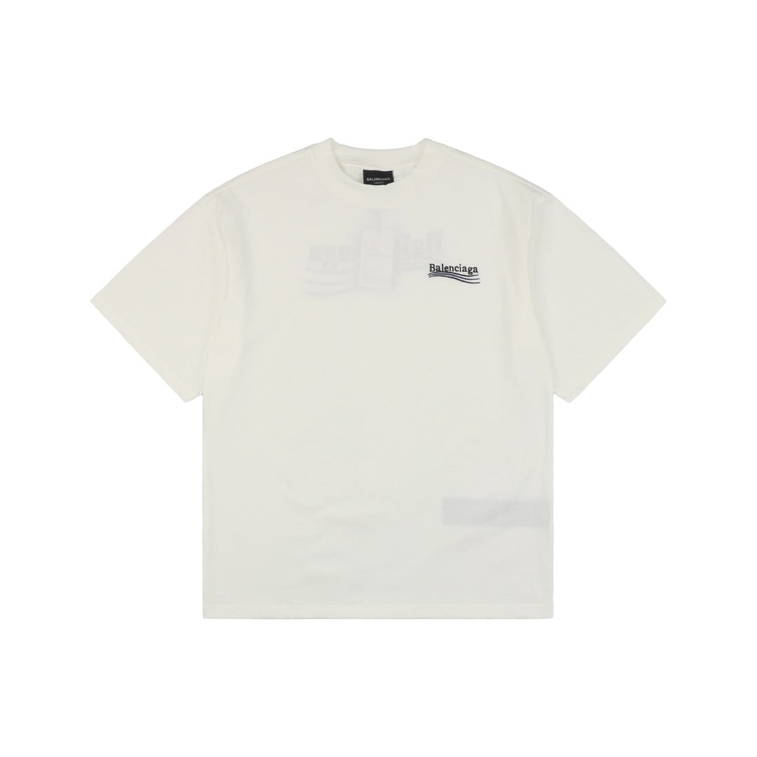 Balenciaga 23SS Cola Script Embroidered Short Sleeve Tee – White
