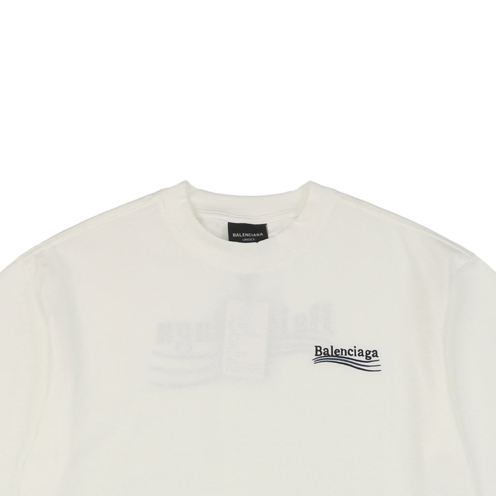 Balenciaga 23SS Cola Script Embroidered Short Sleeve Tee – White