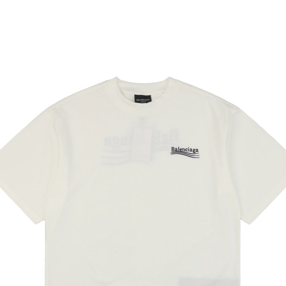 Balenciaga 23SS Cola Script Embroidered Short Sleeve Tee – White