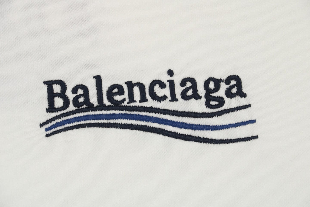 Balenciaga 23SS Cola Script Embroidered Short Sleeve Tee – White