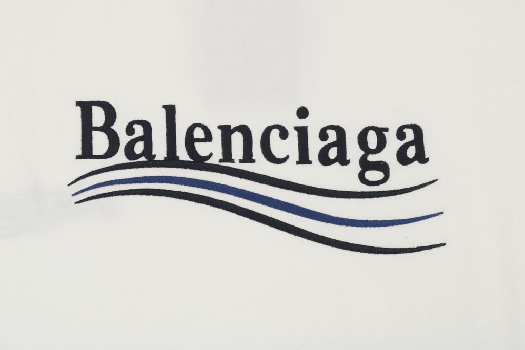 Balenciaga 23SS Cola Script Embroidered Short Sleeve Tee – White