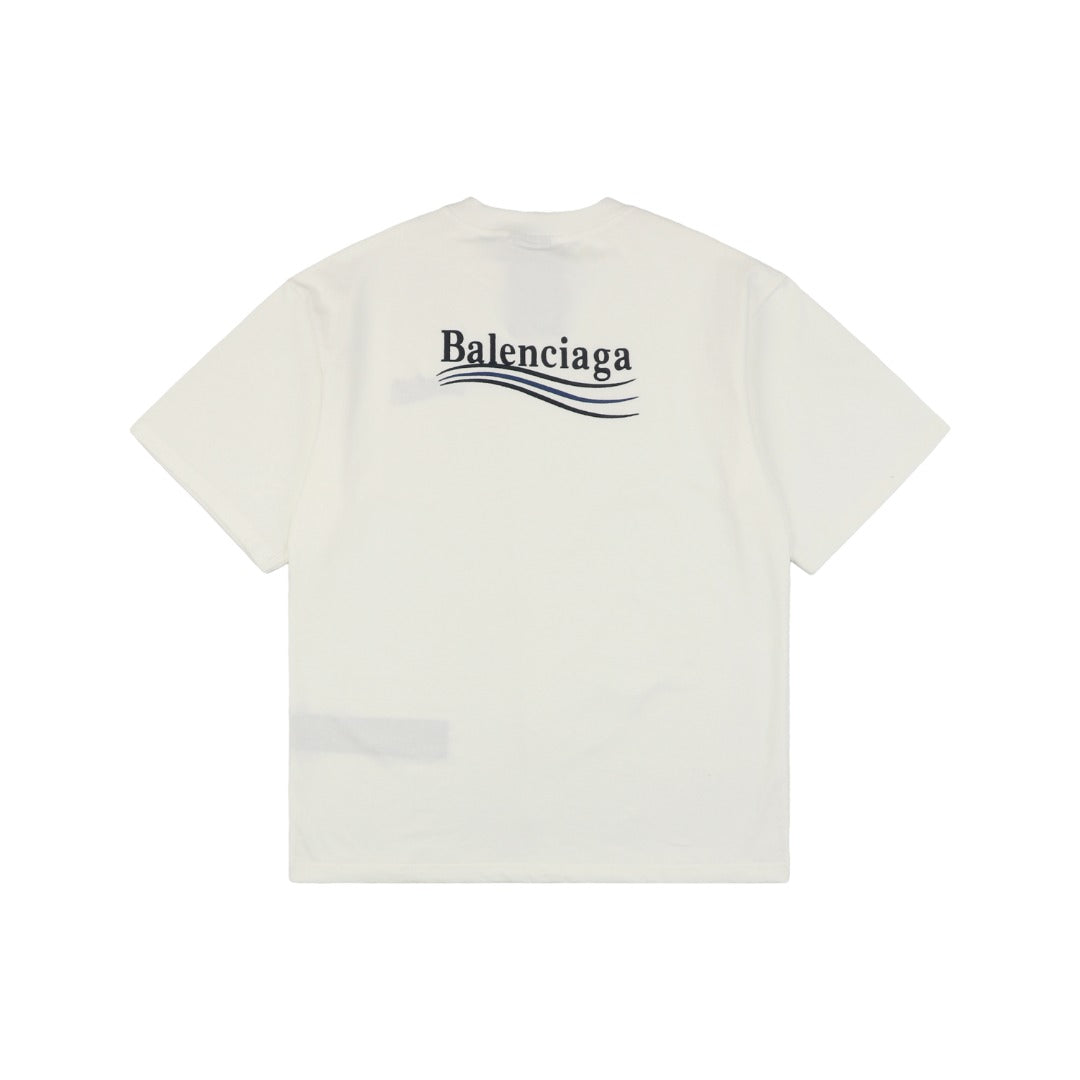 Balenciaga 23SS Cola Script Embroidered Short Sleeve Tee – White