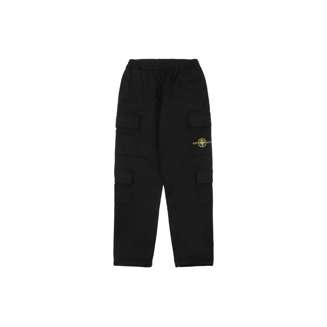 Stone Island 24FW Four-Pocket Compass Badge Washed Cargo Pants – Black