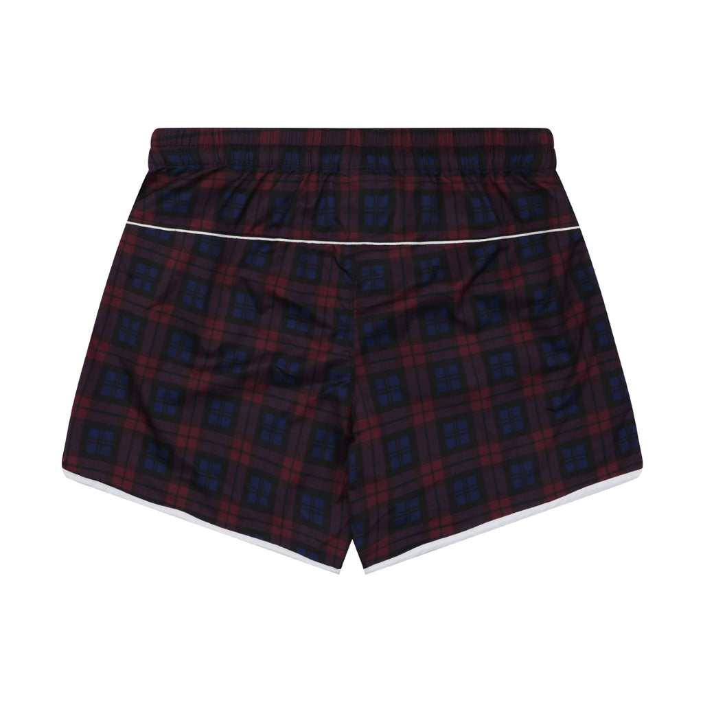 Adidas Originals Trefoil Check Print Shorts – Navy Red