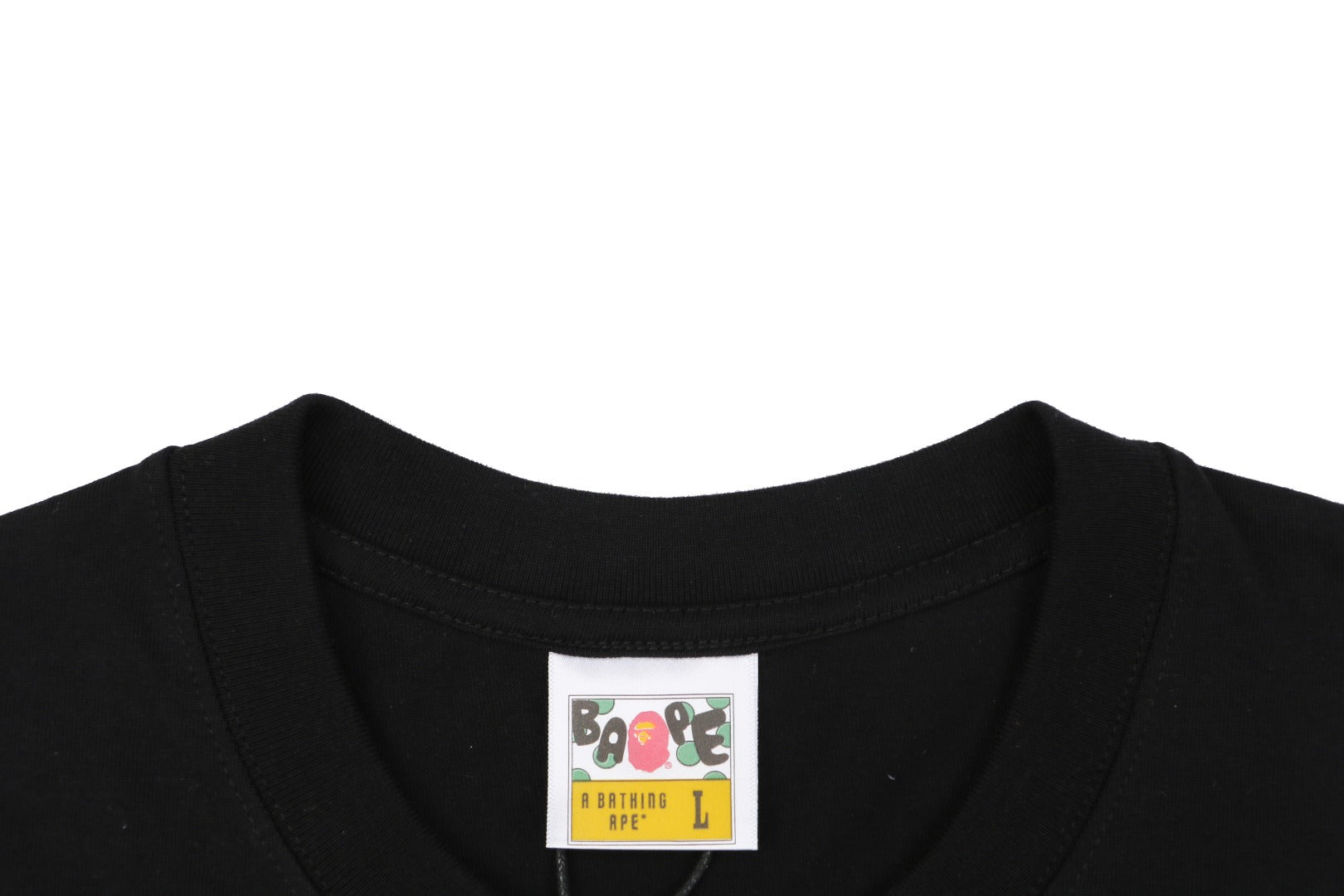 A Bathing Ape B.A.P.E. Red Script “Anything For A Quiet Life” Print Short Sleeve Tee – Black