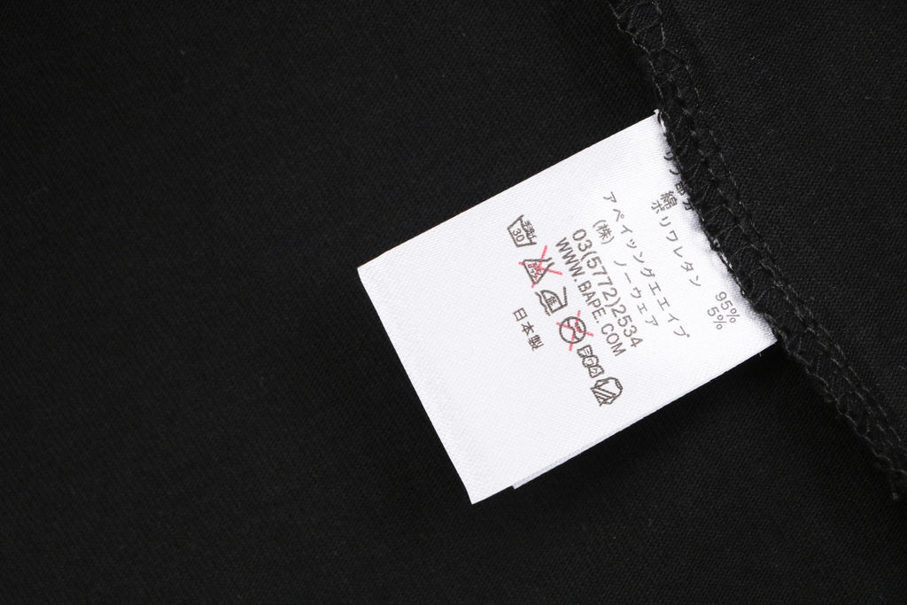 A Bathing Ape B.A.P.E. Red Script “Anything For A Quiet Life” Print Short Sleeve Tee – Black