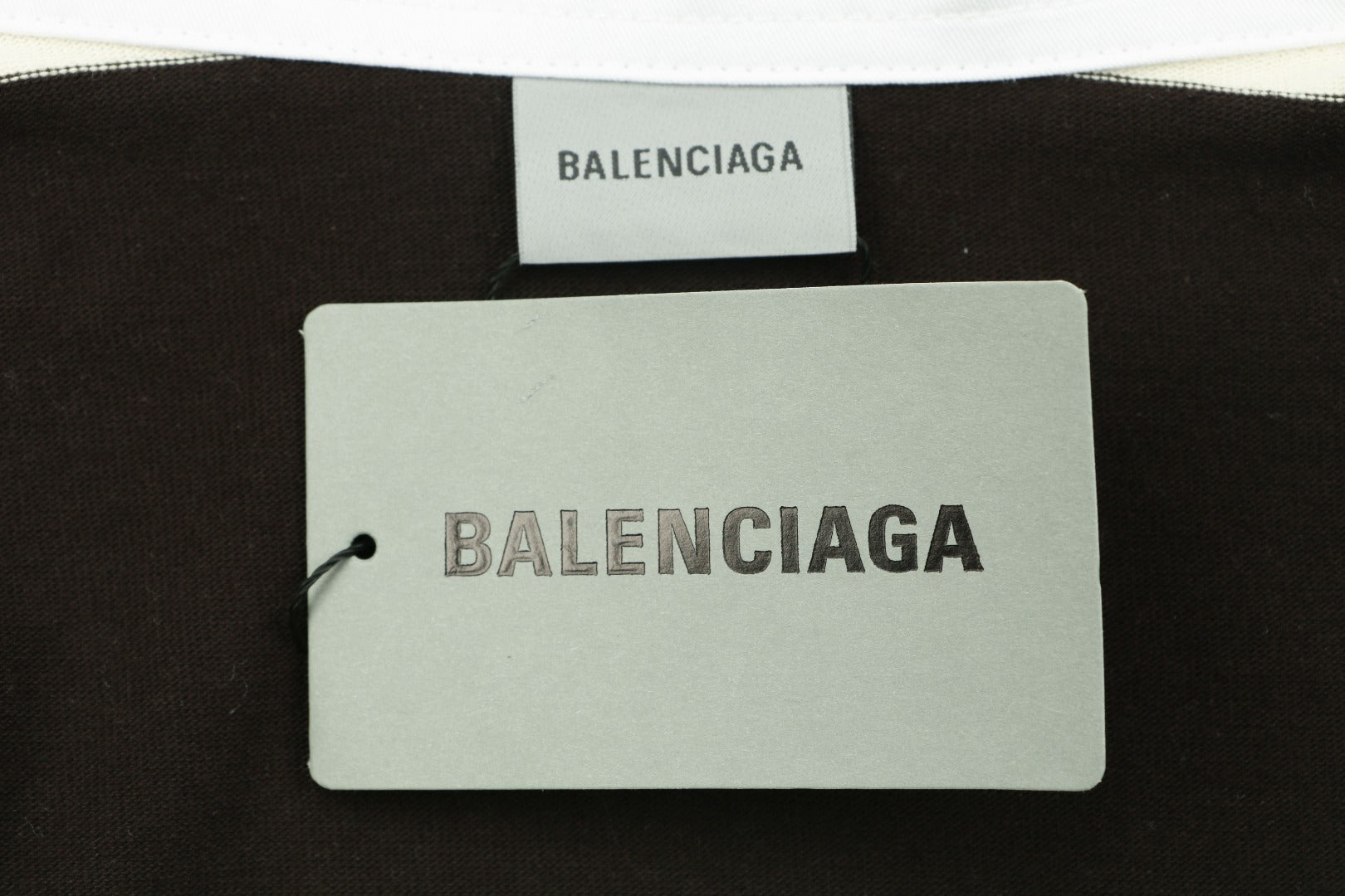 Balenciaga Wheat Ear Double-B Bold Stripe Rugby Long Sleeve Polo – Black / Cream