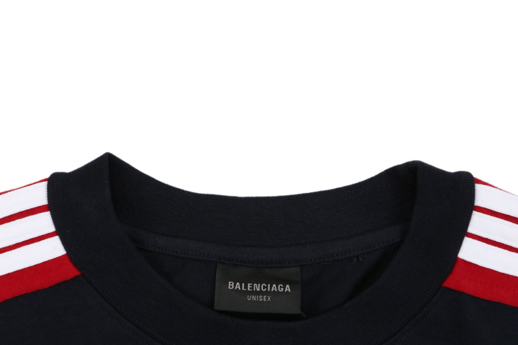 Balenciaga Double Ring Contrast Stripe Short Sleeve Tee – Black / Red