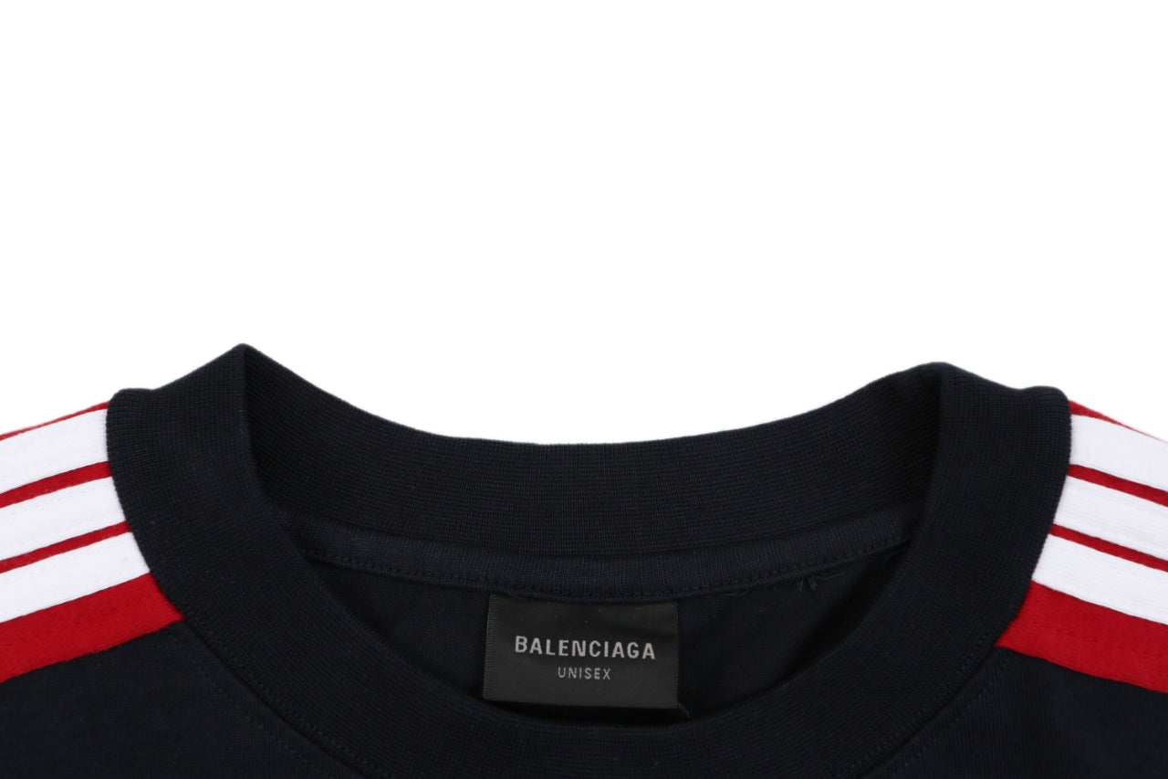 Balenciaga Double Ring Contrast Stripe Short Sleeve Tee – Black / Red