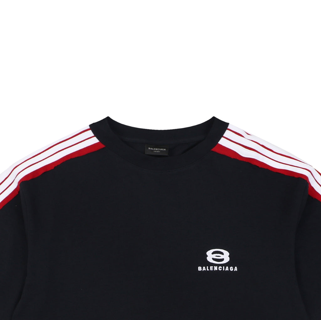 Balenciaga Double Ring Contrast Stripe Short Sleeve Tee – Black / Red
