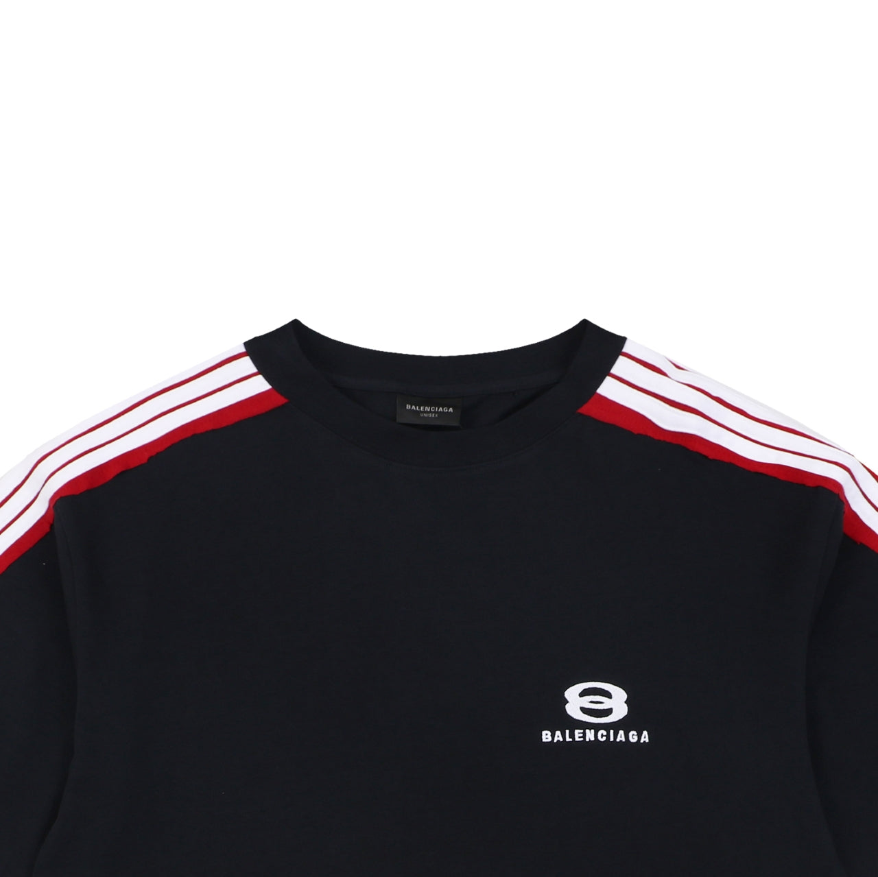 Balenciaga Double Ring Contrast Stripe Short Sleeve Tee – Black / Red