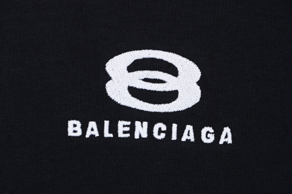 Balenciaga Double Ring Contrast Stripe Short Sleeve Tee – Black / Red