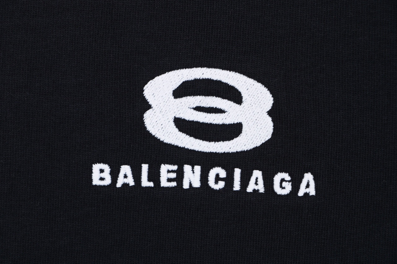 Balenciaga Double Ring Contrast Stripe Short Sleeve Tee – Black / Red