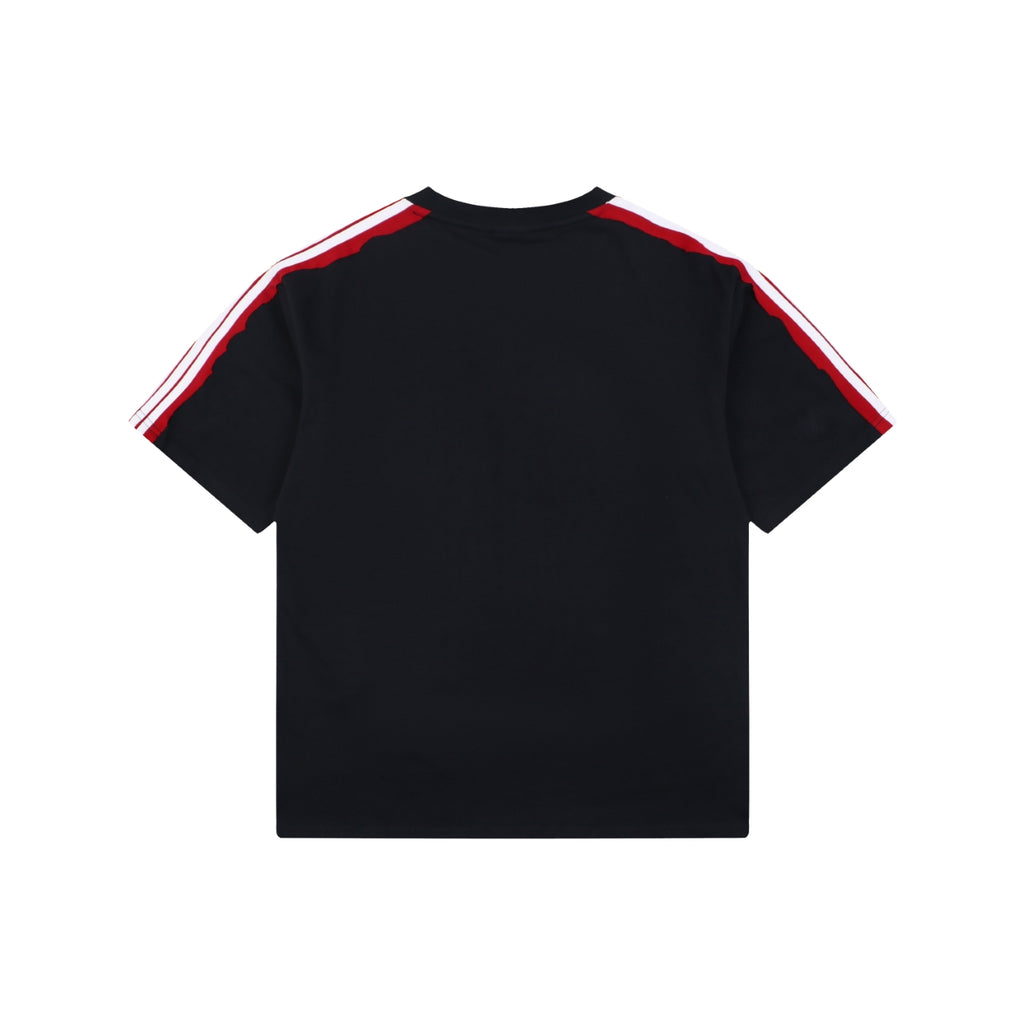 Balenciaga Double Ring Contrast Stripe Short Sleeve Tee – Black / Red
