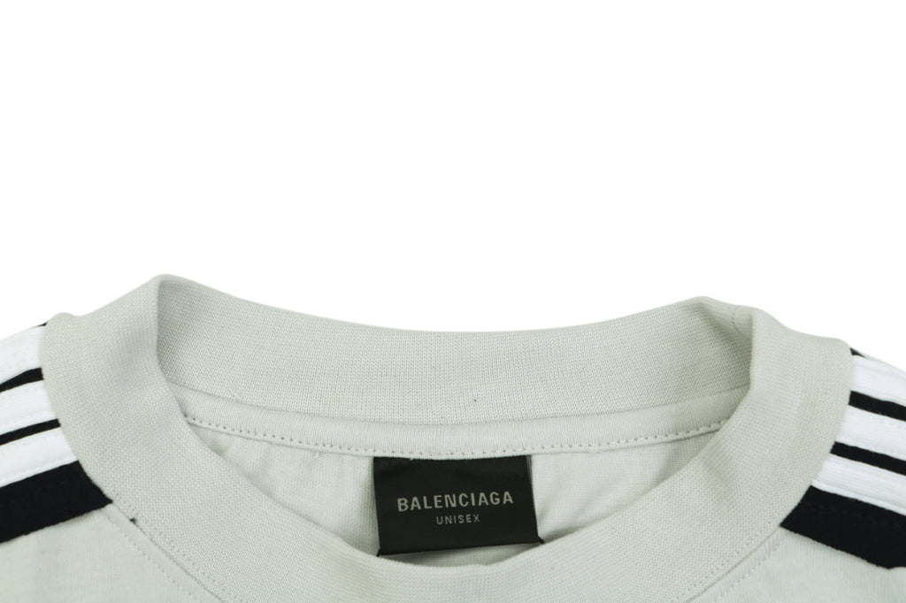 Balenciaga Double Ring Contrast Stripe Short Sleeve Tee – White / Black