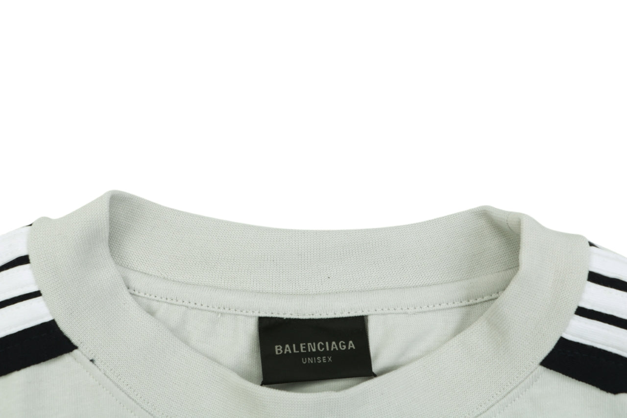 Balenciaga Double Ring Contrast Stripe Short Sleeve Tee – White / Black
