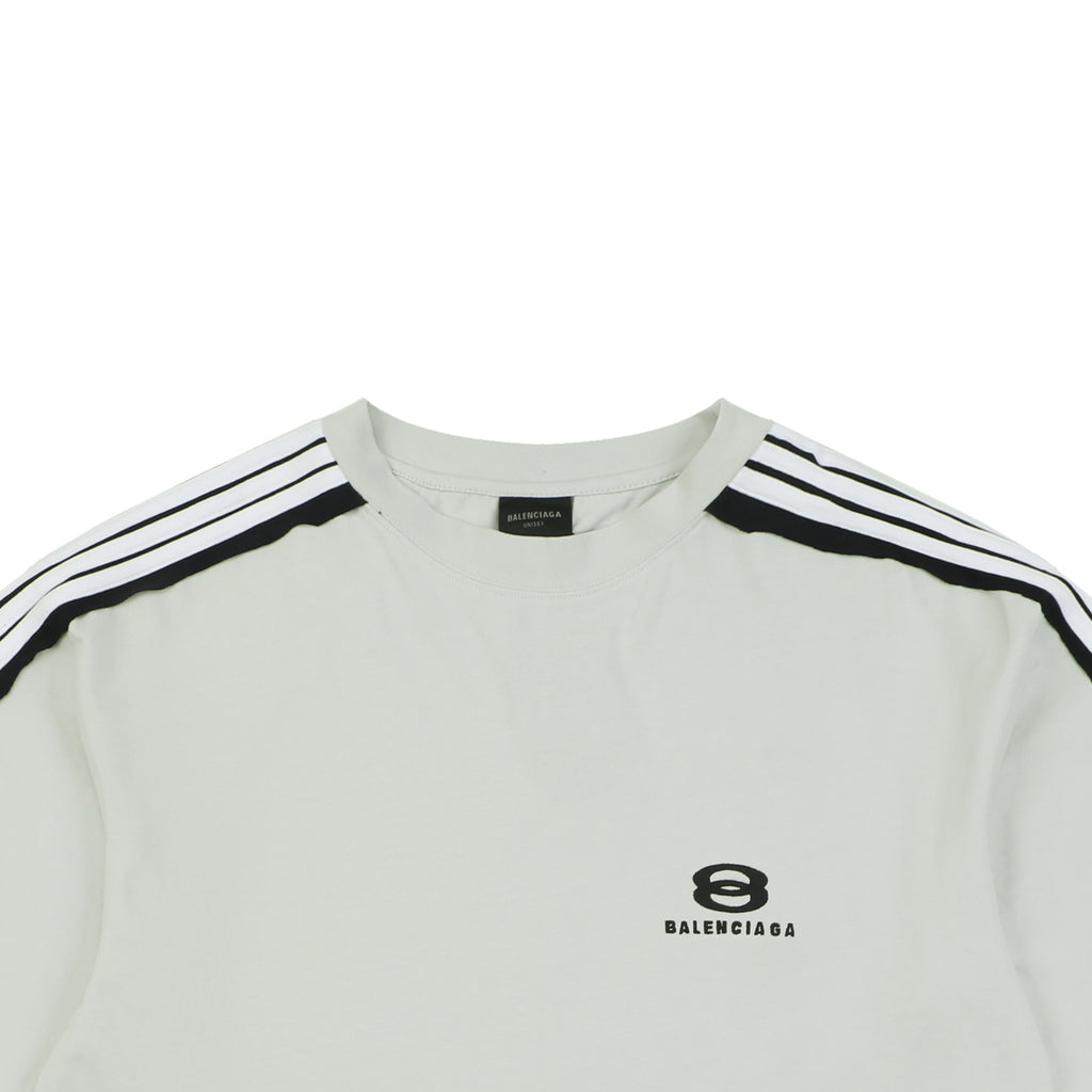 Balenciaga Double Ring Contrast Stripe Short Sleeve Tee – White / Black