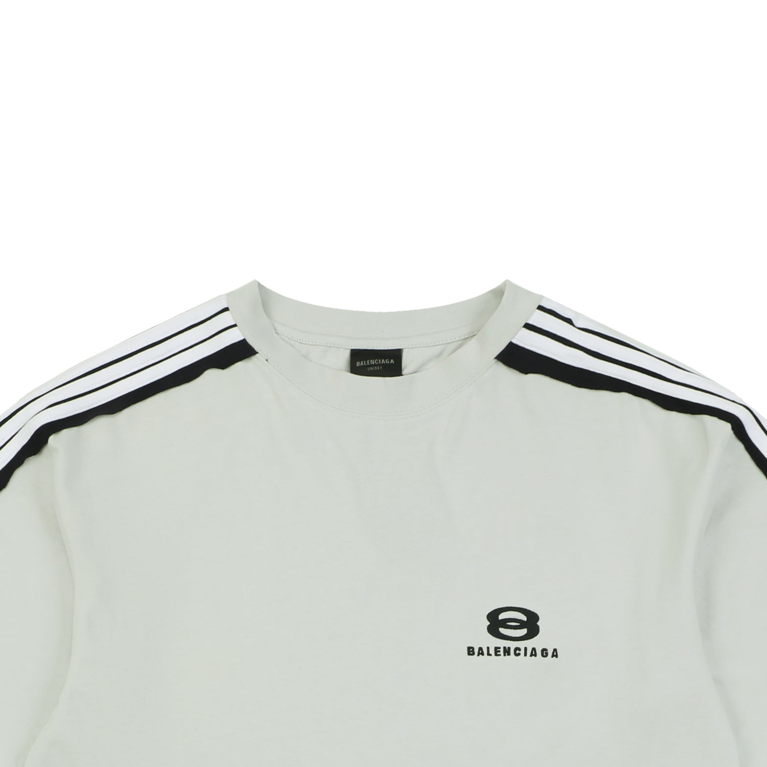 Balenciaga Double Ring Contrast Stripe Short Sleeve Tee – White / Black
