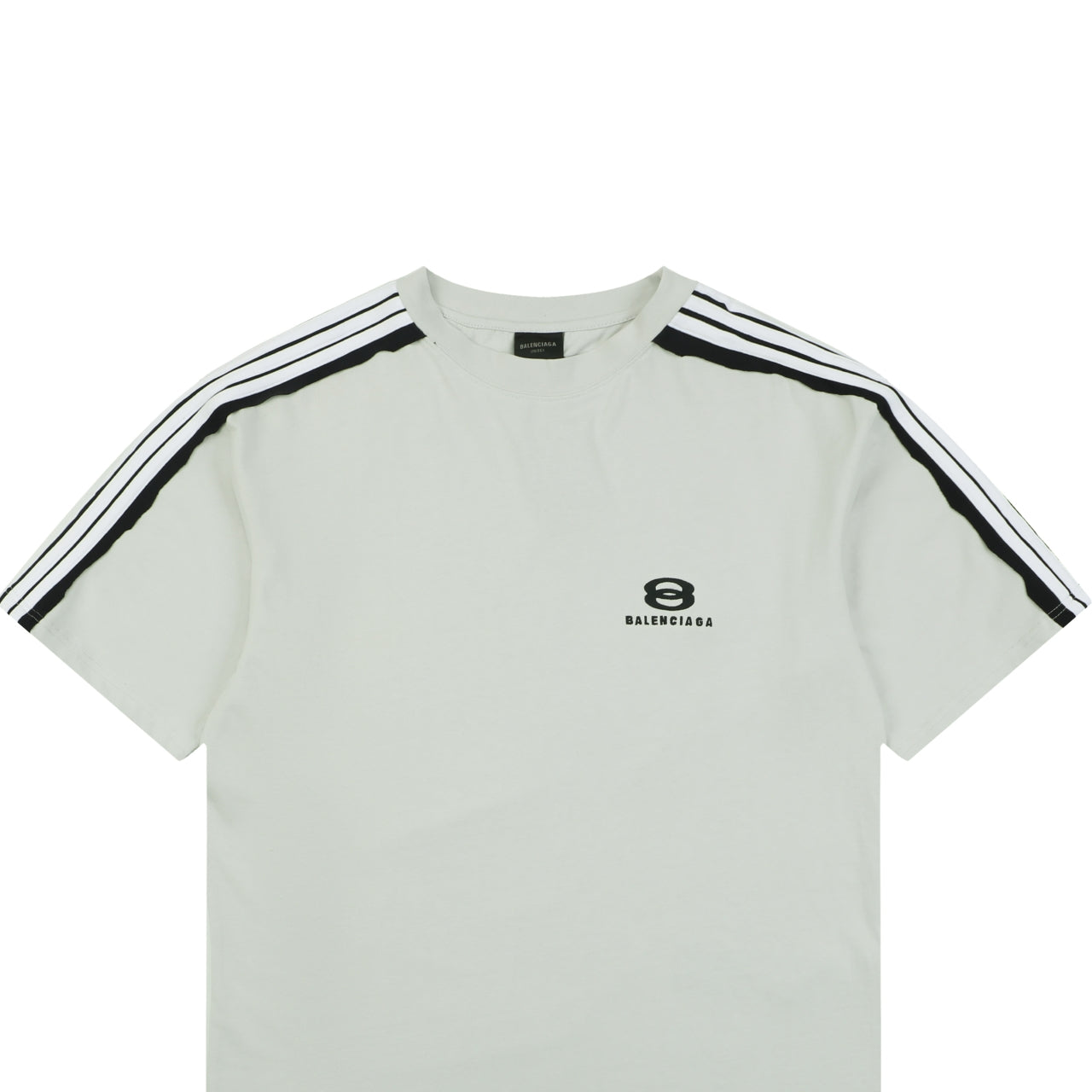 Balenciaga Double Ring Contrast Stripe Short Sleeve Tee – White / Black