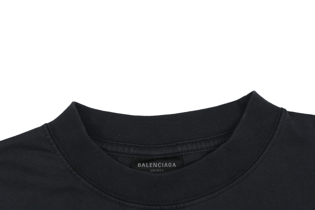 Balenciaga Vintage Crest Medallion Collage Print Short Sleeve Tee – Black