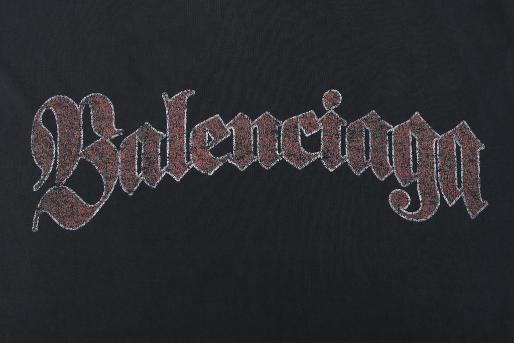 Balenciaga Vintage Crest Medallion Collage Print Short Sleeve Tee – Black