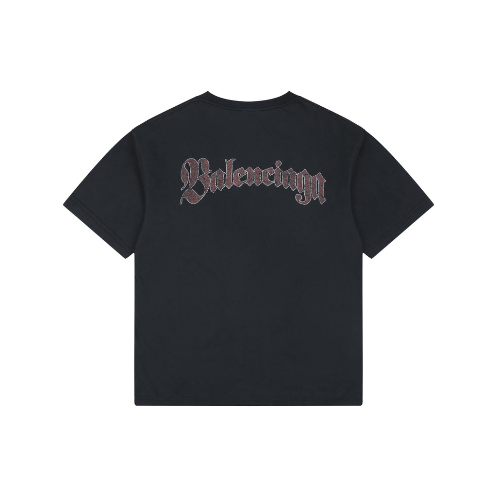Balenciaga Vintage Crest Medallion Collage Print Short Sleeve Tee – Black