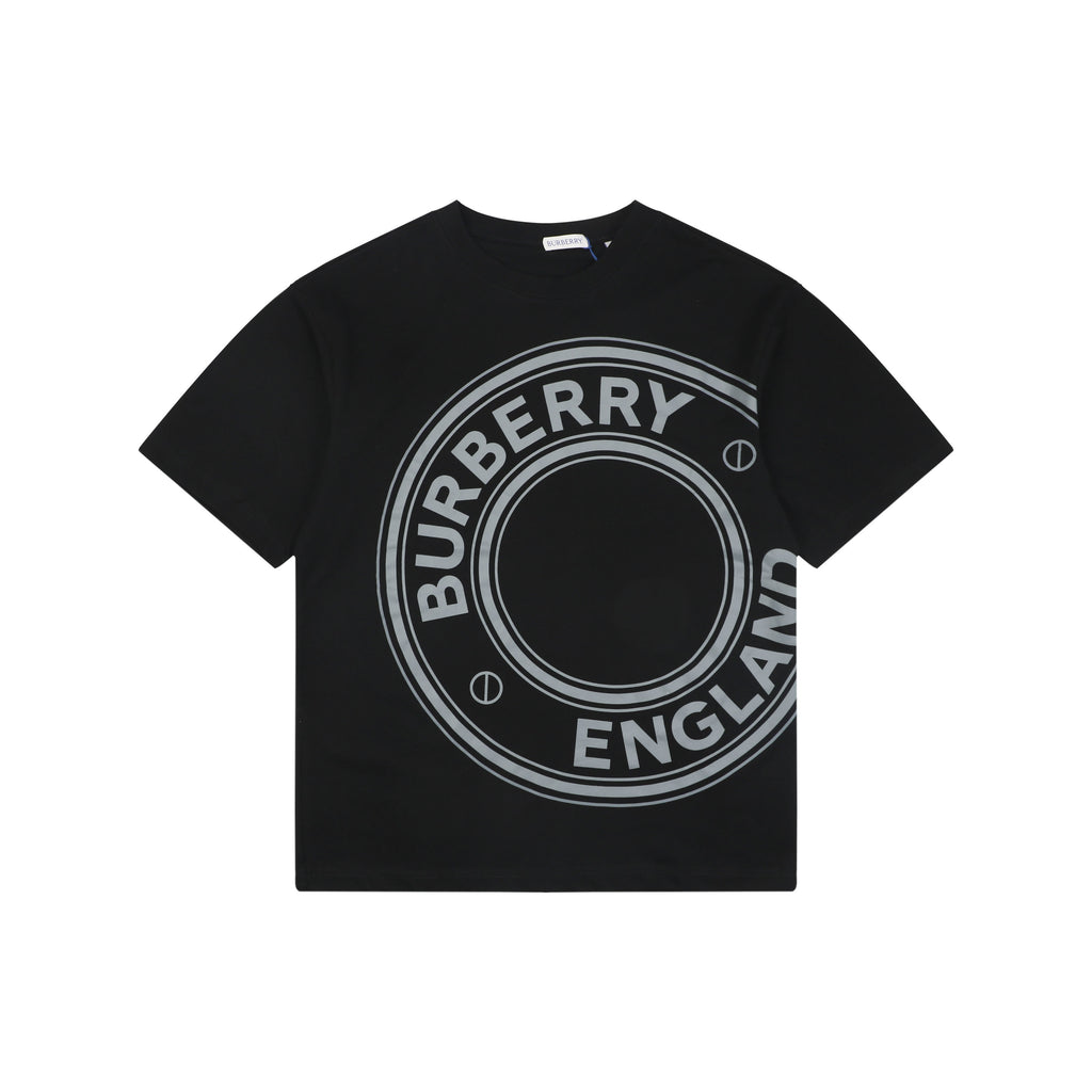 Burberry England Oversized Circle Logo Print Short Sleeve Tee – Black