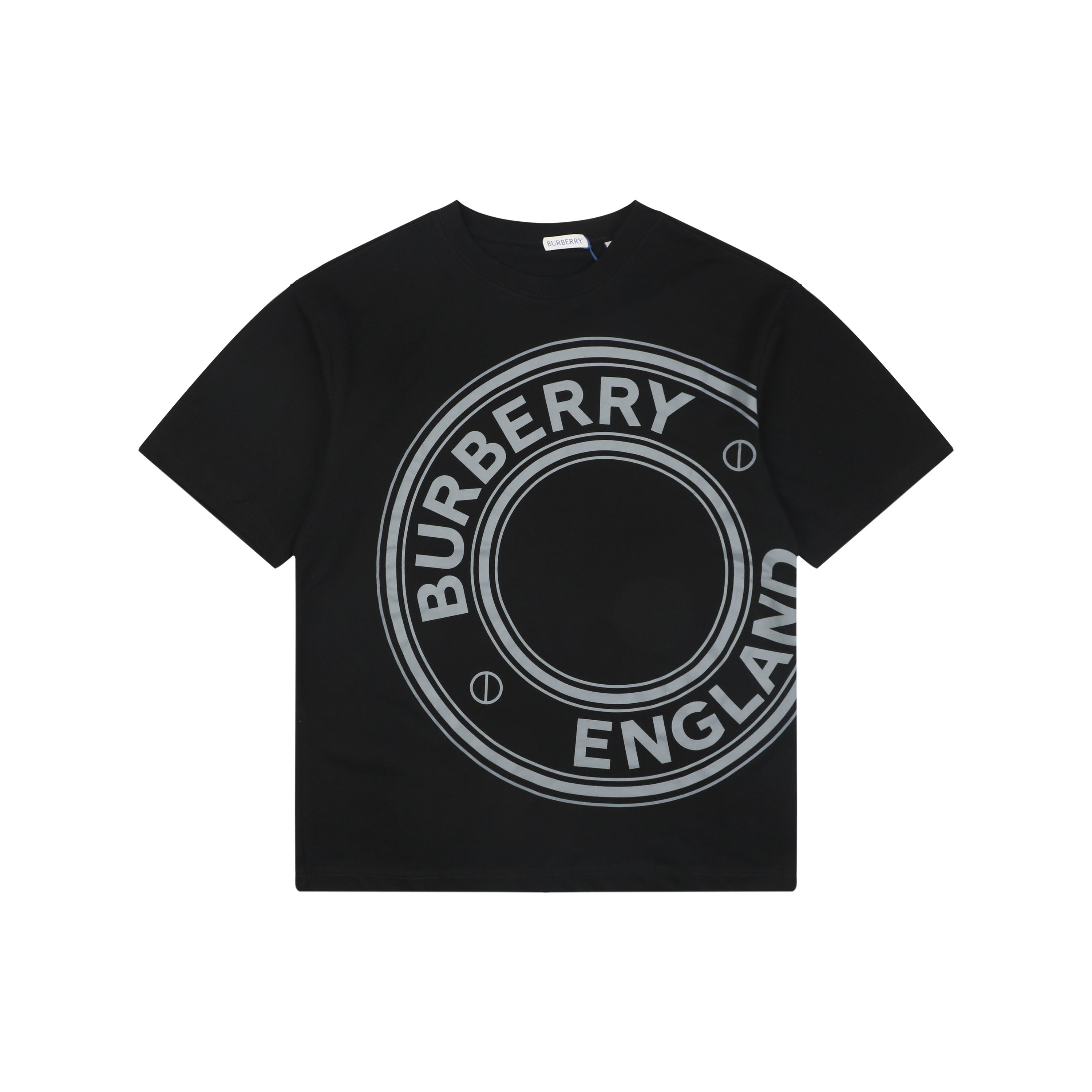 Burberry England Oversized Circle Logo Print Short Sleeve Tee – Black