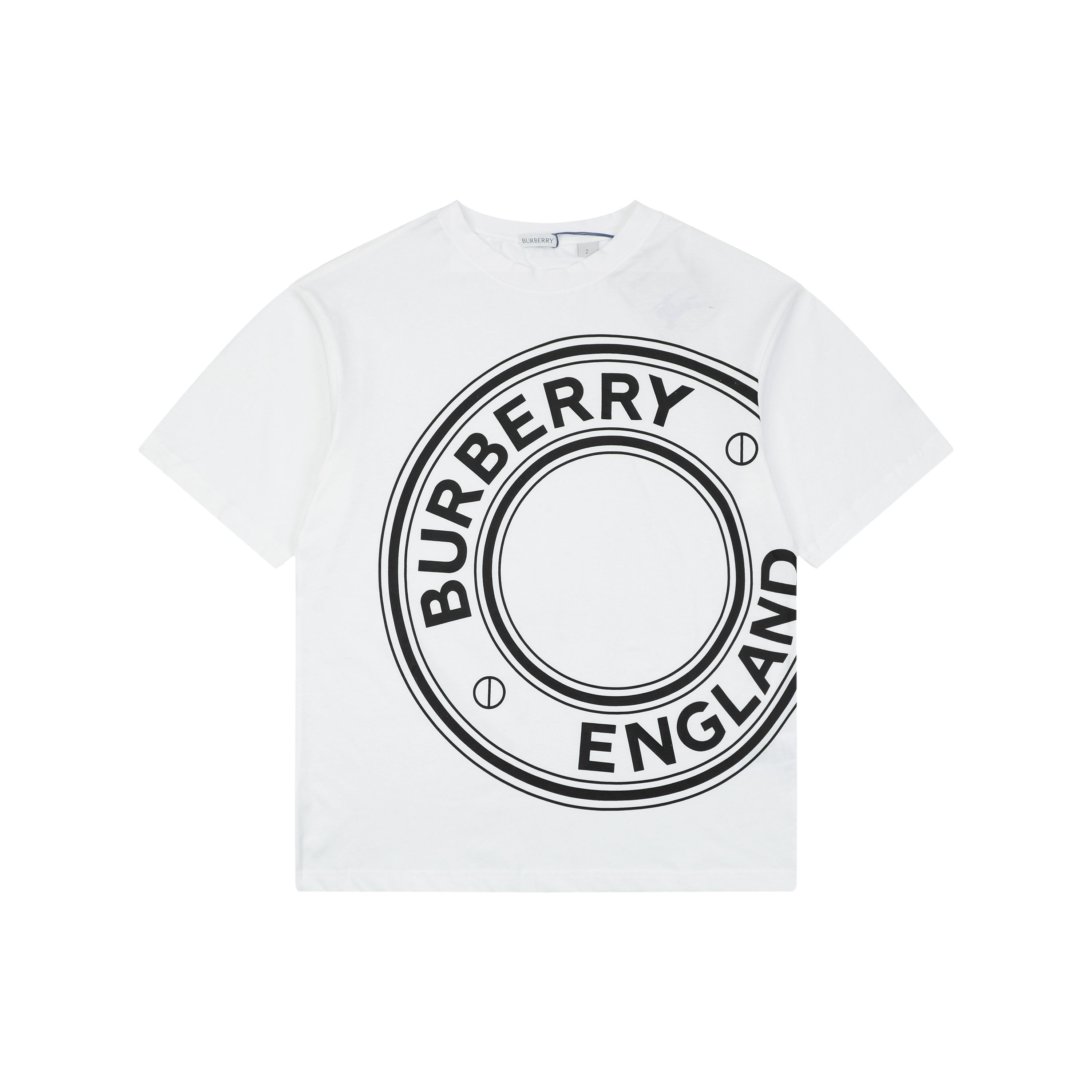 Burberry England Oversized Circle Logo Print Short Sleeve Tee – White