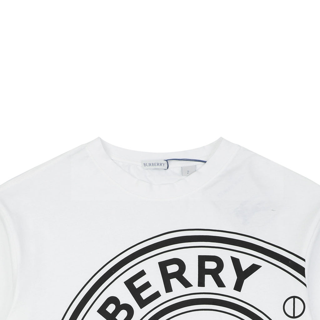 Burberry England Oversized Circle Logo Print Short Sleeve Tee – White